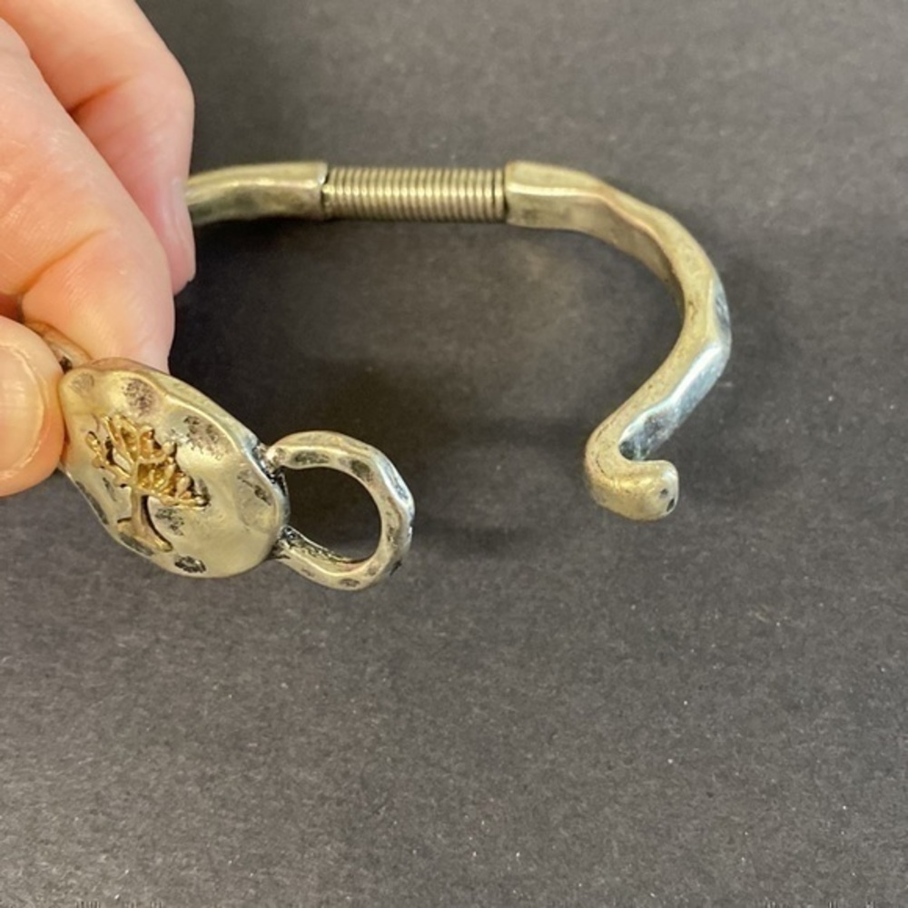 Family Tree Hammered Silver / Gold Bracelet - Picture 3 of 7